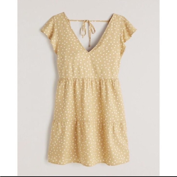 Abercrombie & Fitch Dresses & Skirts - ABERCROMBIE & FITCH Yellow Polka Dot Linen Blend Dress Womens XL